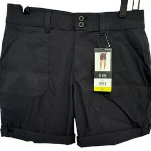 Womens Shorts Black Eddie Bauer Roll Hem Bermuda Lightweight Adjustable
